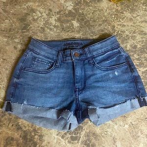 Arizona jean shorts slightly distressed, cuffed bottoms